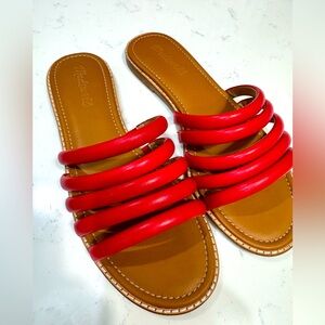 Madewell Women’s Addie Slide-on Sandal Size 8.5 Red Strappy Casual Vacation